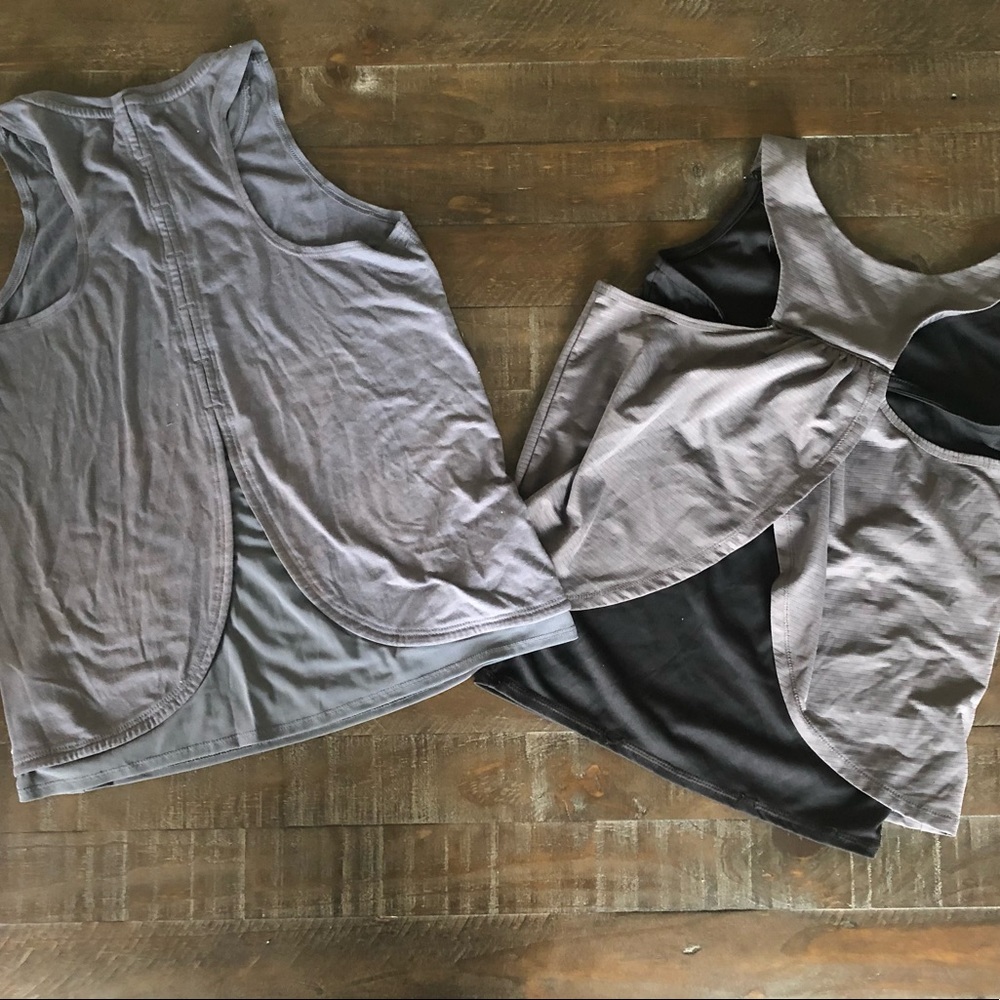 Bundle of 2 Black and Grey Active Wear Racerback Tops